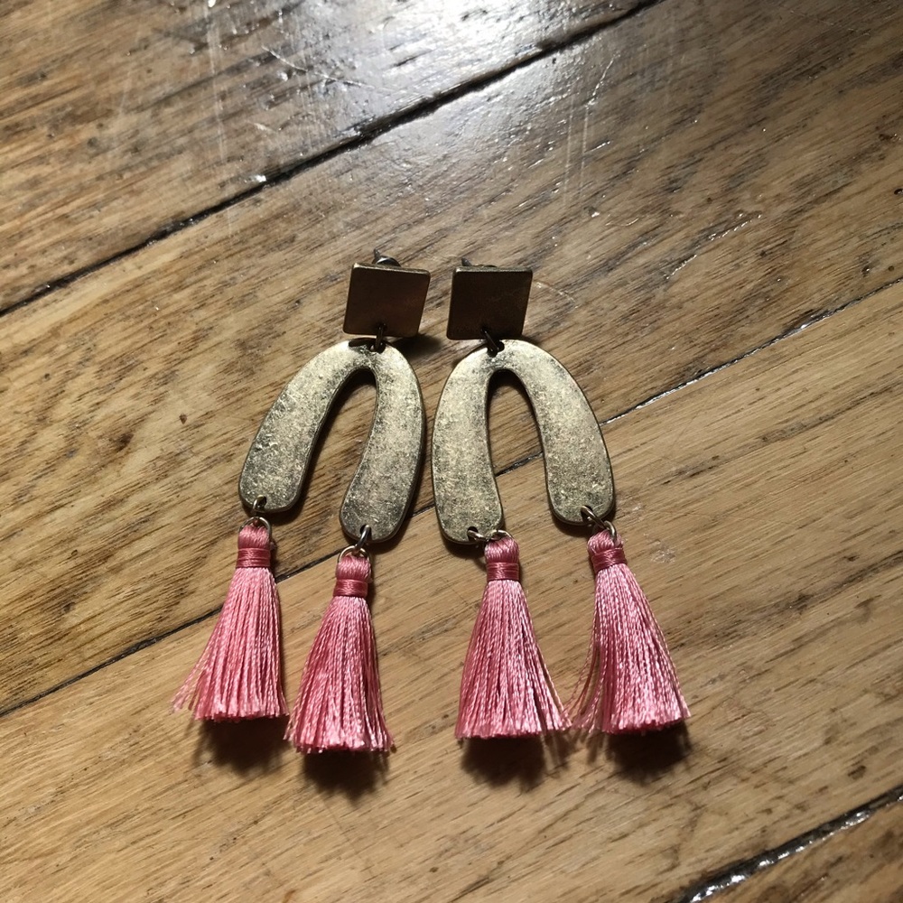 Tassel Gold Abstract Dangle Earring - Picture 4 of 4